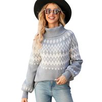 Women's Sweater Long Sleeve Sweaters & Cardigans Jacquard Casual Argyle main image 2