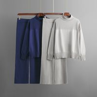 Daily Women's Casual Simple Style Solid Color Core Spun Yarn Viscose Fiber Slit Pants Sets Pants Sets main image 6