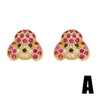 1 Pair Cute Basic Simple Style Starfish Bear Heart Shape Plating Inlay Copper Zircon 18k Gold Plated Ear Studs main image 4