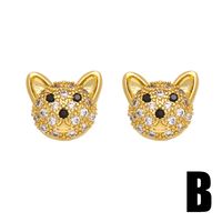 1 Pair Cute Basic Simple Style Starfish Bear Heart Shape Plating Inlay Copper Zircon 18k Gold Plated Ear Studs main image 3
