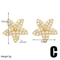 1 Pair Cute Basic Simple Style Starfish Bear Heart Shape Plating Inlay Copper Zircon 18k Gold Plated Ear Studs sku image 1
