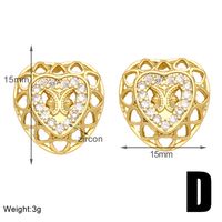1 Pair Cute Basic Simple Style Starfish Bear Heart Shape Plating Inlay Copper Zircon 18k Gold Plated Ear Studs sku image 2