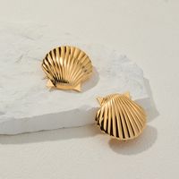 1 Pair Casual Shell Plating Alloy Gold Plated Ear Studs main image 1