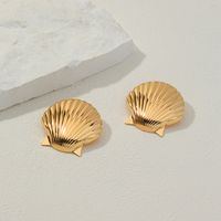 1 Pair Casual Shell Plating Alloy Gold Plated Ear Studs main image 3