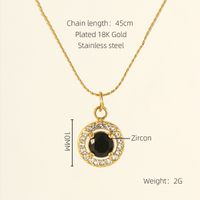 Titanium Steel 18K Gold Plated Elegant Lady Oval Water Droplets Heart Shape Inlay Zircon Pendant Necklace sku image 30