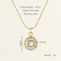 Titanium Steel 18K Gold Plated Elegant Lady Oval Water Droplets Heart Shape Inlay Zircon Pendant Necklace sku image 29