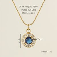 Titanium Steel 18K Gold Plated Elegant Lady Oval Water Droplets Heart Shape Inlay Zircon Pendant Necklace sku image 27