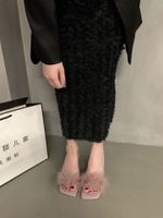 امرأة ملابس الشارع اللون الصامد مربع اصبع القدم صنادل الموضة sku image 7