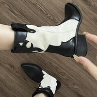Women's British Style Color Block Solid Color Point Toe Classic Boots main image 3