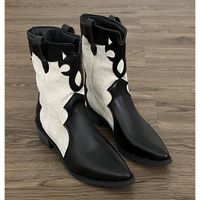 Women's British Style Color Block Solid Color Point Toe Classic Boots sku image 1