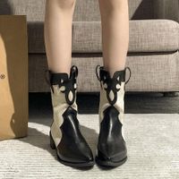 Women's British Style Color Block Solid Color Point Toe Classic Boots main image 4
