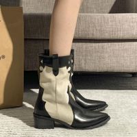 Women's British Style Color Block Solid Color Point Toe Classic Boots main image 1