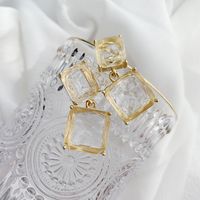 1 Pair Simple Style Square Plating Inlay Alloy Zircon Gold Plated Drop Earrings main image 7