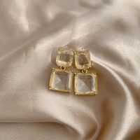 1 Pair Simple Style Square Plating Inlay Alloy Zircon Gold Plated Drop Earrings main image 1