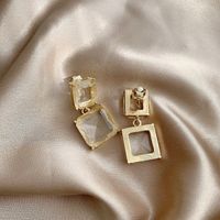 1 Pair Simple Style Square Plating Inlay Alloy Zircon Gold Plated Drop Earrings main image 5