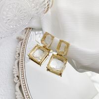 1 Pair Simple Style Square Plating Inlay Alloy Zircon Gold Plated Drop Earrings main image 3