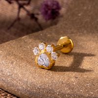 1 Piece Ig Style Vintage Style Geometric Flower Bow Knot Plating Inlay Titanium Alloy Zircon 18k Gold Plated Ear Studs main image 5