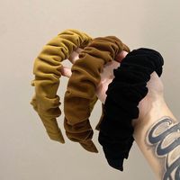 Vintage Style Solid Color Velvet Pleated Hair Band main image 4