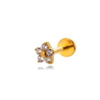 1 Piece Ig Style Vintage Style Geometric Flower Bow Knot Plating Inlay Titanium Alloy Zircon 18k Gold Plated Ear Studs sku image 2