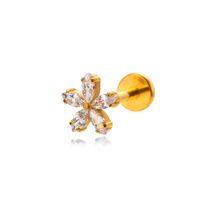 1 Piece Ig Style Vintage Style Geometric Flower Bow Knot Plating Inlay Titanium Alloy Zircon 18k Gold Plated Ear Studs sku image 9