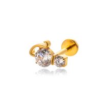 1 Piece Ig Style Vintage Style Geometric Flower Bow Knot Plating Inlay Titanium Alloy Zircon 18k Gold Plated Ear Studs sku image 11