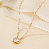 Wholesale Simple Style Heart Shape Copper Plating Chain Inlay Gold Plated Zircon Necklace main image 3