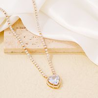 Wholesale Simple Style Heart Shape Copper Plating Chain Inlay Gold Plated Zircon Necklace main image 2