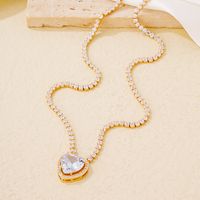 Großhandel Einfacher Stil Herzform Kupfer Überzug Kette Inlay Vergoldet Zirkon Halskette main image 1