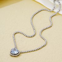 Wholesale Simple Style Heart Shape Copper Plating Chain Inlay Gold Plated Zircon Necklace main image 5