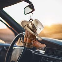 Cowboy Boot Hat Flat Car Ornements Intérieurs De Voiture Fournitures De Design D'intérieur main image 5
