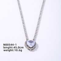 Wholesale Simple Style Heart Shape Copper Plating Chain Inlay Gold Plated Zircon Necklace sku image 2
