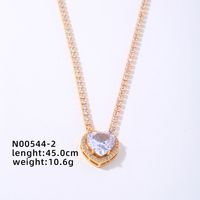 Wholesale Simple Style Heart Shape Copper Plating Chain Inlay Gold Plated Zircon Necklace sku image 1