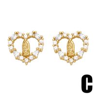 1 Paire Style Vintage Style Simple Forme De Cœur Placage Incruster Le Cuivre Perles Artificielles Zircon Plaqué Or 18k Boucles D'oreilles main image 2