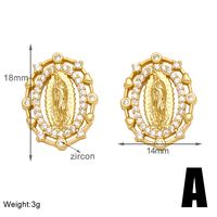 1 Pair Vintage Style Simple Style Heart Shape Plating Inlay Copper Artificial Pearls Zircon 18k Gold Plated Ear Studs sku image 1