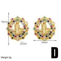 1 Pair Vintage Style Simple Style Heart Shape Plating Inlay Copper Artificial Pearls Zircon 18k Gold Plated Ear Studs sku image 4