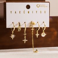 1 Jeu Style Simple Star Les Gouttelettes D'eau Fleur Placage Incruster Le Cuivre Zircon Plaqué Or 14k Boucles D'oreilles main image 3