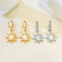 1 Pair Vintage Style Sun Plating Inlay Alloy Opal Drop Earrings main image 4