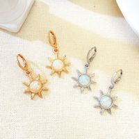 1 Pair Vintage Style Sun Plating Inlay Alloy Opal Drop Earrings main image 3