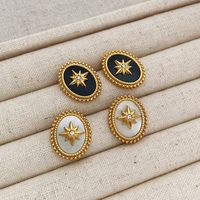 1 Pair Retro Geometric Star Plating Inlay 304 Stainless Steel Zircon 16K Gold Plated White Gold Plated Gold Plated Ear Studs main image 1