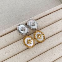 1 Pair Retro Geometric Star Plating Inlay 304 Stainless Steel Zircon 16K Gold Plated White Gold Plated Gold Plated Ear Studs main image 4