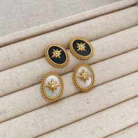 1 Pair Retro Geometric Star Plating Inlay 304 Stainless Steel Zircon 16K Gold Plated White Gold Plated Gold Plated Ear Studs main image 3