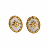 1 Pair Retro Geometric Star Plating Inlay 304 Stainless Steel Zircon 16K Gold Plated White Gold Plated Gold Plated Ear Studs sku image 1