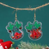 1 Pair Cute Christmas Tree Elk Plating Plastic Drop Earrings sku image 2
