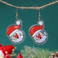 1 Pair Cute Christmas Tree Elk Plating Plastic Drop Earrings sku image 3