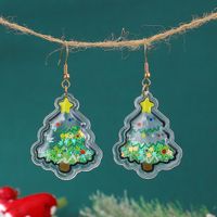 1 Pair Cute Christmas Tree Elk Plating Plastic Drop Earrings sku image 4
