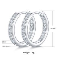 1 Pair Simple Style Shiny Circle GRA Certificate Inlay Sterling Silver Moissanite Rhodium Plated Earrings sku image 3