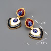 1 Pair Retro Heart Shape Enamel Plating Copper 18k Gold Plated Drop Earrings main image 2