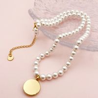 304 Stainless Steel Gold Plated Elegant Sweet Beaded Enamel Plating Round Pearl Zircon Necklace main image 3