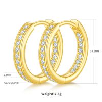 1 Pair Simple Style Shiny Circle GRA Certificate Inlay Sterling Silver Moissanite Rhodium Plated Earrings sku image 2