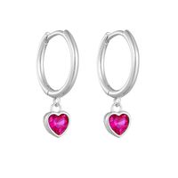 1 Pair Simple Style Heart Shape Plating Inlay Sterling Silver Zircon 14k Gold Plated Rhodium Plated Drop Earrings main image 5